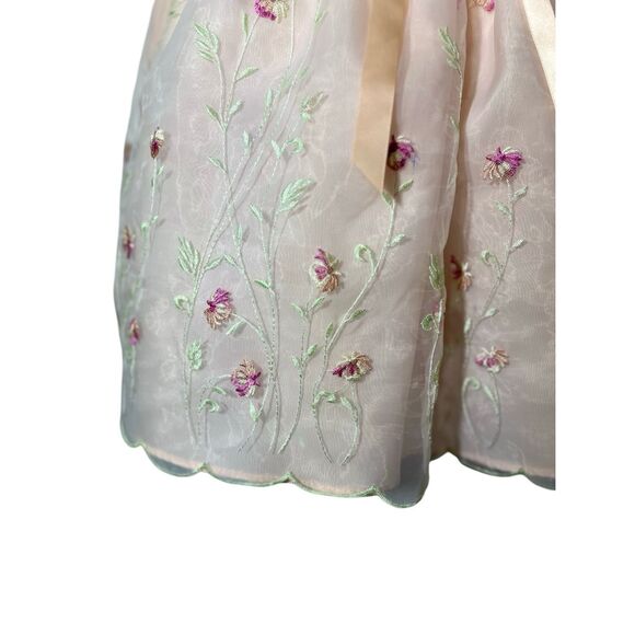 Bonnie Jean Flower Girl Dress Size 2T Peach Floral Organza Embroidered Toddler - Picture 10 of 12